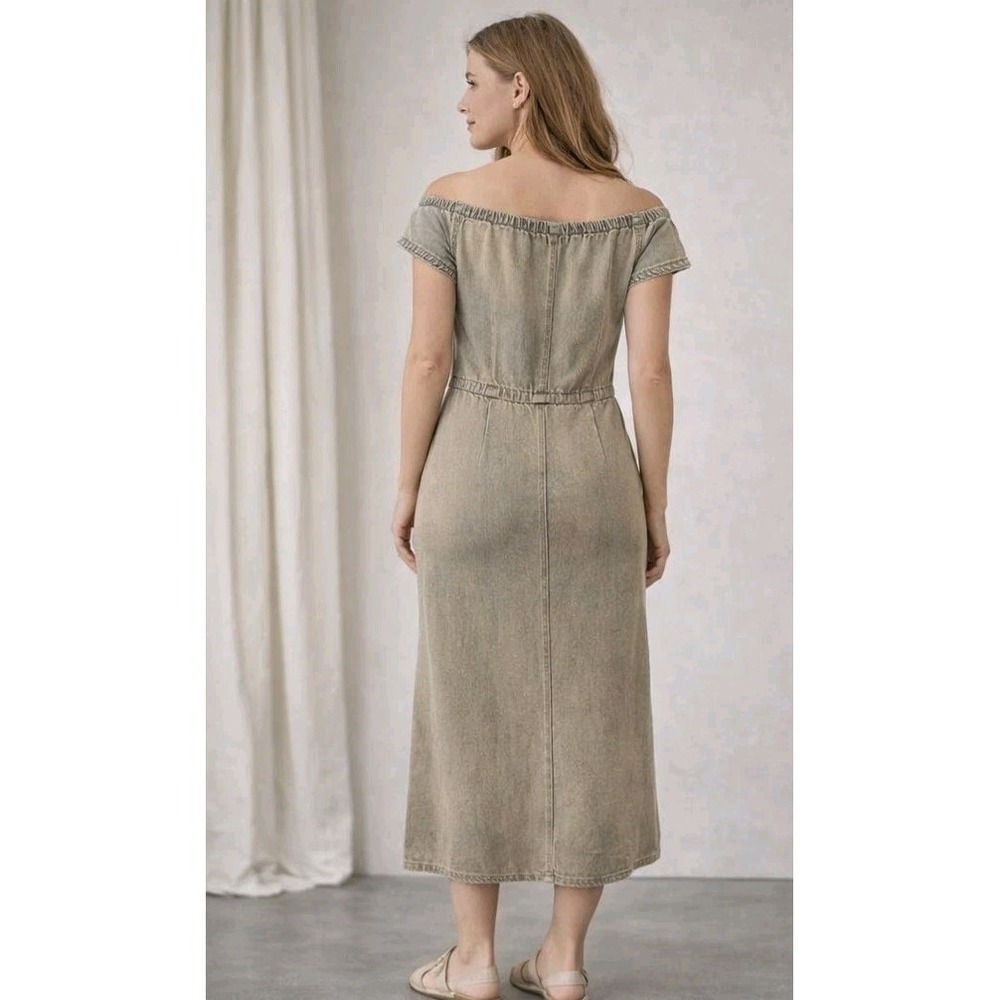 Newport News Jeanology Denim Women's Dress 8 Midi Cottagecore Quiet Luxury - Picture 3 of 14